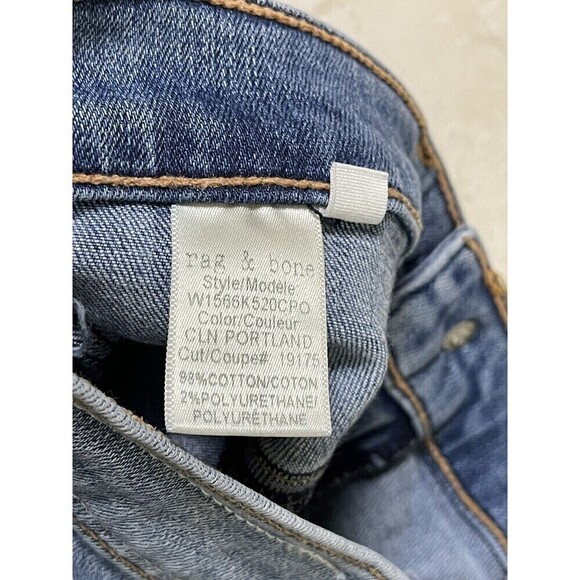 Rag & Bone High Waisted Raw Frayed Step Hem Stretch Skinny Jeans Light Wash 30 - Picture 8 of 11